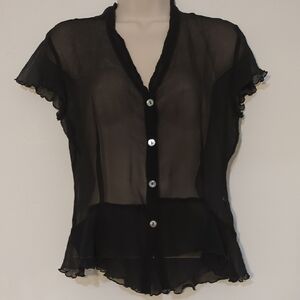 Black Silk Sheer Blouse from neesh by D.A.R.